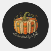 Alles gebucht für Herbst-Buch-Kürbis-Lesung Hallow Runder Aufkleber (Vorderseite)