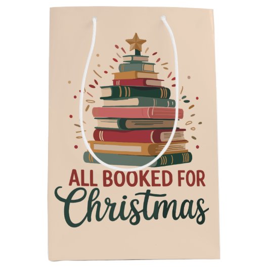Alles gebucht für Weihnachten Buch Baum Weihnachte Mittlere Geschenktüte (Vorderseite)