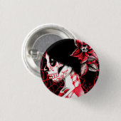 Alles gegangene tote Zuckerschädel-Mädchen Button (Vorne & Hinten)