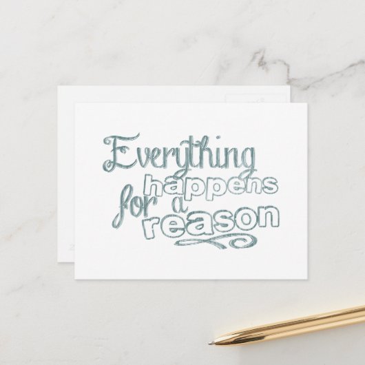 Alles geschieht aus einem Grund Motivierend Worte Postkarte (Vorderseite/Rückseite Beispiel)