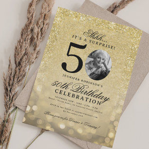 ALLES GOLD ÜBERRASCHUNG Foto Glam 50. Geburtstag  Einladung
