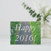 Alles Gute 2016! Gleisbahn in Natur Postkarte (Stehend Vorderseite)