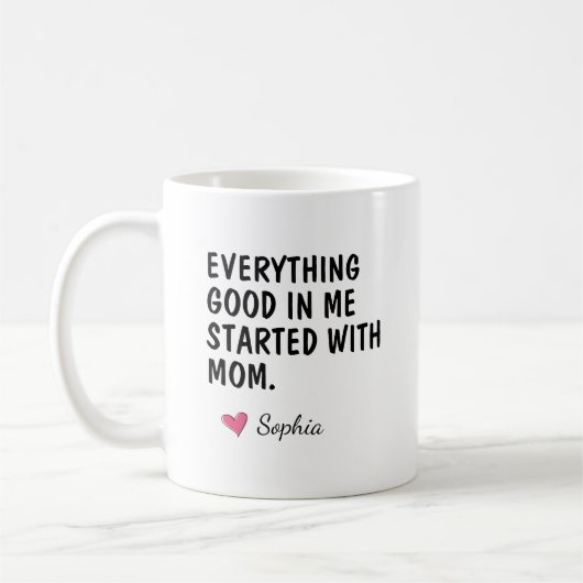 Alles Gute an mir begann mit Mama Kaffeetasse (Links)
