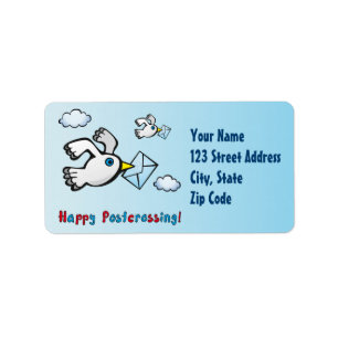 Alles Gute beim Postüberqueren! - Taubenpost. Adressaufkleber