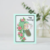 Alles Gute beim Postüberqueren! Vintages Kitten in Postkarte (Stehend Vorderseite)