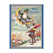 Alles Gute für das neue Jahr - Gnome, Tomte, Mond,