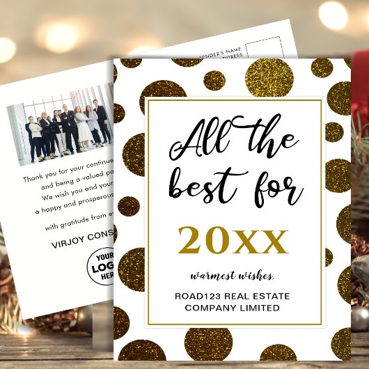 Alles Gute für das New Year Business Foto Gold Postkarte