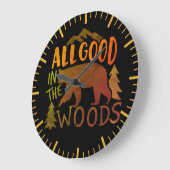 Alles Gute im Wald Schwarzer Bär wandern Große Wanduhr (Winkel)