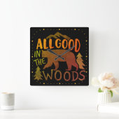 Alles Gute im Wald Schwarzer Bär wandern Quadratische Wanduhr (Zuhause)