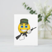 Alles Gute mit einer Maschinenpistole mit einem Hu Postkarte (Stehend Vorderseite)