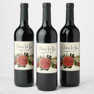 Alles Gute nach BOHO Retro-Blumenstrauß Weinetikett