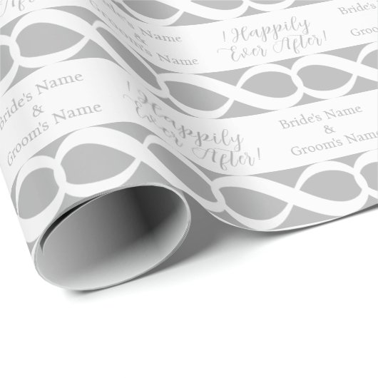 Alles Gute nach! Braut & Groom Silver auf Weiß Geschenkpapier (Rolleneckpunkt)