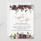 Alles Gute nach Burgund Red Floral Gold Script Einladung (Vorderseite)