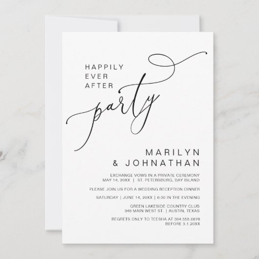 Alles Gute nach dem Empfang Abendessen und Tanzen Einladung (Vorderseite)