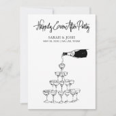 Alles Gute nach einfachem Black & White Champagner Einladung (Vorderseite)