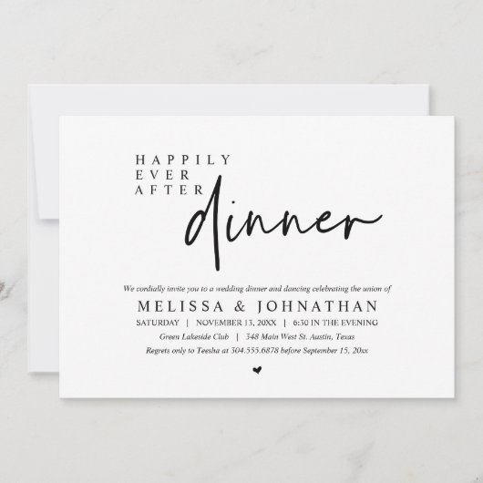 Alles Gute nach Hochzeit, Abendessen und Tanzen Einladung (Vorderseite)