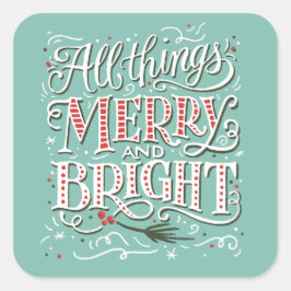 Alles Gute und Helle Weihnachtsaufkleber Quadratischer Aufkleber