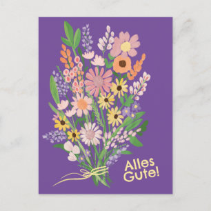 Alles Gute Wildblumen süß Gouache Glückwunsch Postkarte
