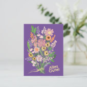 Alles Gute Wildblumen süß Gouache Glückwunsch Postkarte (Stehend Vorderseite)