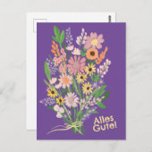 Alles Gute Wildblumen süß Gouache Glückwunsch Postkarte (Vorne/Hinten)