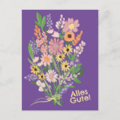 Alles Gute Wildblumen süß Gouache Glückwunsch Postkarte (Vorderseite)