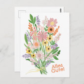 Alles Gute Wildblumen süß Gouache Glückwunsch Postkarte (Vorne/Hinten)