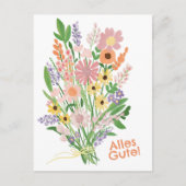Alles Gute Wildblumen süß Gouache Glückwunsch Postkarte (Vorderseite)