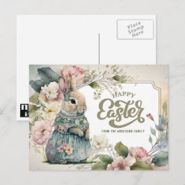 Alles Gute zu Ostern. Niedliches altmodisches Bunn Feiertagspostkarte