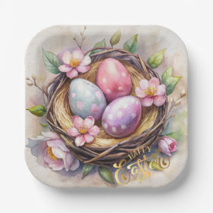 Alles Gute zu Ostern. Ostereier. Pappteller