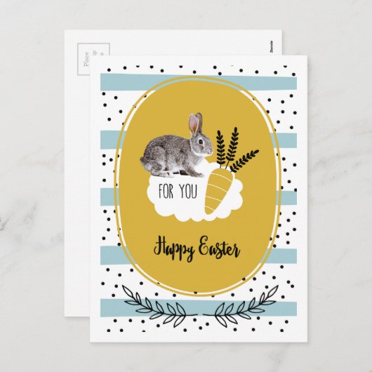 Alles Gute zu Ostern. Osterhase Feiertagspostkarte (Vorne/Hinten)