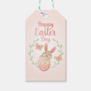 Alles Gute zu Ostern. Osterhase und Schmetterlinge Geschenkanhänger
