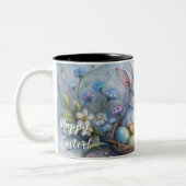 Alles Gute zu Ostern. Osterhase. Zweifarbige Tasse (Links)