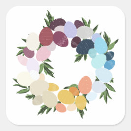 Alles Gute zu Ostern. Vintag Holiday Wreathe. Quadratischer Aufkleber