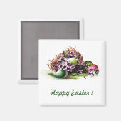 Alles Gute zu Ostern. Vintager Korb mit Ostereiern Magnet (Vorderseite/Rückseite)