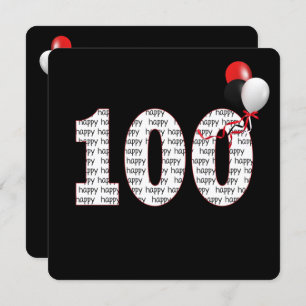 Alles Gute zum 100. Geburtstag auf schwarze Einlad Einladung