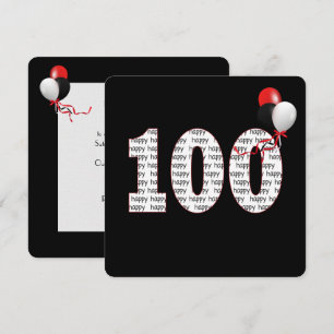 Alles Gute zum 100. Geburtstag auf schwarzer Einla Einladung