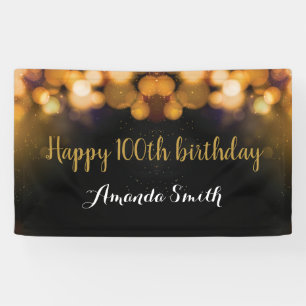 Alles Gute zum 100. Geburtstag! Black Gold Glitzer Banner