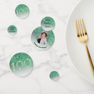 Alles Gute zum 100. Geburtstag Chic Falling Green  Konfetti