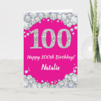 Alles Gute zum 100. Geburtstag Hot Pink und Silver