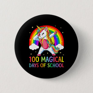 Alles Gute zum 100. Schultag Unicorn 100 magische  Button