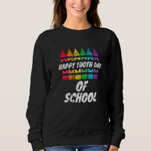 Alles Gute zum 100. Schulvorschultag Crayon Studen Sweatshirt