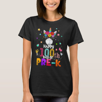 Alles Gute zum 100. Tag des Pre-K Unicorn Gesichts T-Shirt