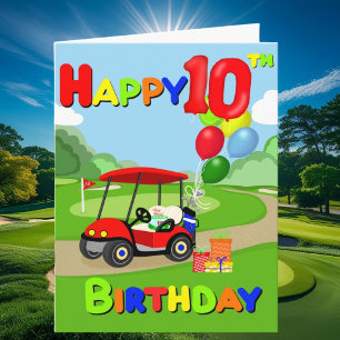 Alles Gute zum 10. Geburtstag Red Boys Golf Karte