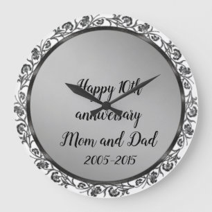 Alles Gute zum 10. Jubiläum Mama und Vater Große Wanduhr