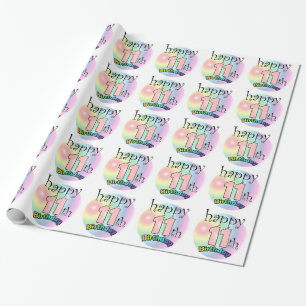 Alles Gute zum 11. Geburtstag (Rose) Geschenkpapier