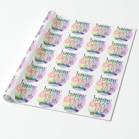 Alles Gute zum 11. Geburtstag (Rose) Geschenkpapier (Ungerollt)