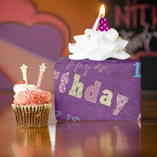 Alles Gute zum 12. Geburtstag Lila Blau Geschenkpapier