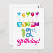 Alles Gute zum 12. Geburtstag Postkarte (Vorne/Hinten)