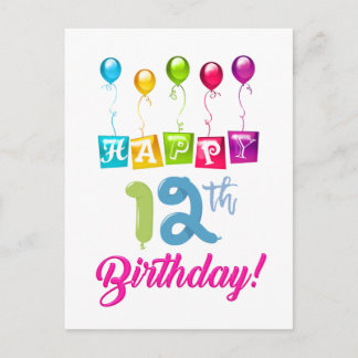 Alles Gute zum 12. Geburtstag Postkarte