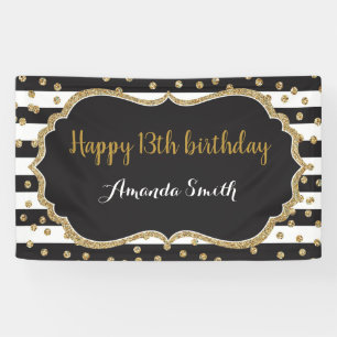 Alles Gute zum 13. Geburtstag! Gold Glitzer Confet Banner